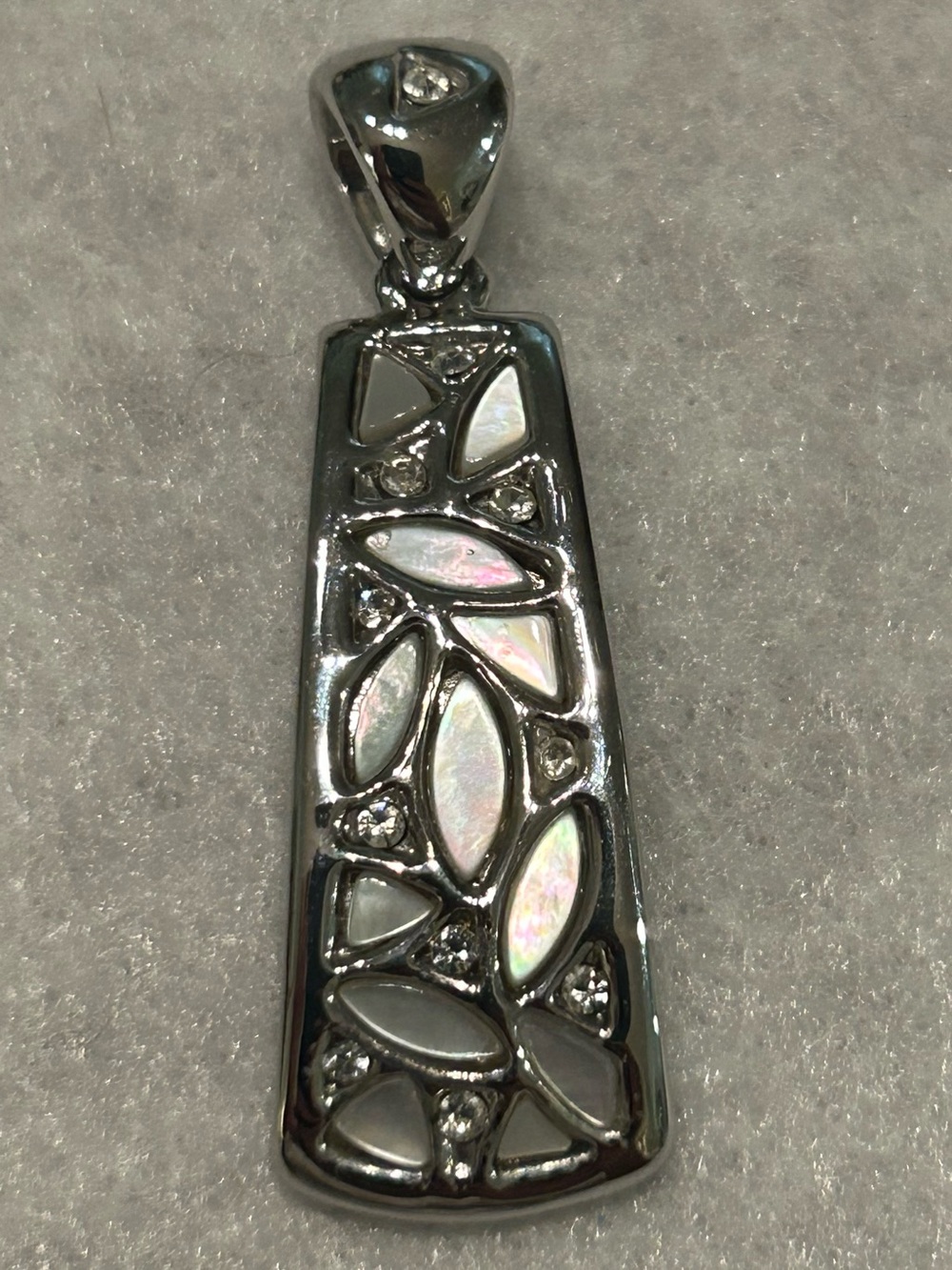 Lia Sophia Silver Pendant with White Mother-of-Pearl Inlay